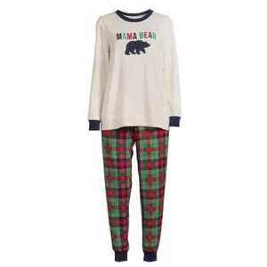 NEW Dearfoams Women's 2-Piece Plaid Pajamas Set Mama Bear Long Sleeve Joggers 2x - Picture 1 of 1