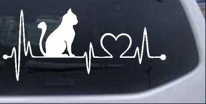 Cat Heartbeat Lifeline Love Car or Truck Window Laptop Decal Sticker 8X3.7 - Picture 1 of 32