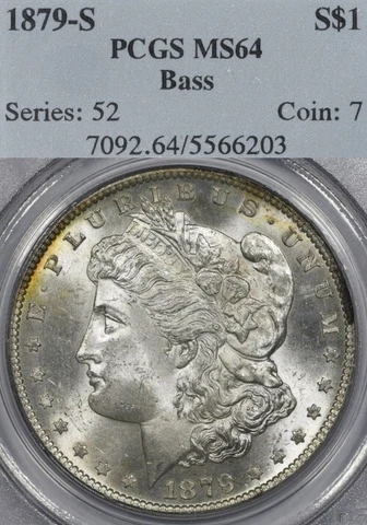 1879-S $1 PCGS MS64 Bass Collection Morgan Silver Dollar 6203 Cover
