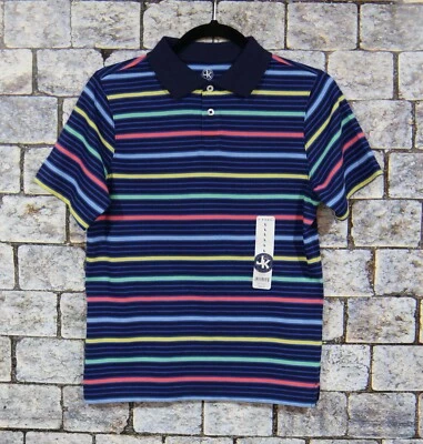 Camisa polo J caqui para niños grande azul marino a rayas Foto 1 de 2