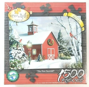 Serendipity 1500 Piece Puzzle "The First Snowfall" Alan Giana Country Barn Art - Picture 1 of 3