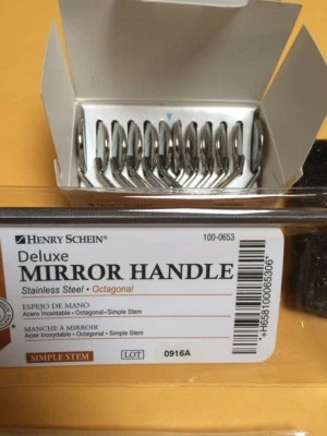 HENRY SCHEIN Dental Premium 12 x Mouth Mirror heads simple stem #5 Plain + Free Handle