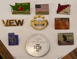 9 PIN LOT - VFW VARIOUS - Washington, Oregon, Utah, Maryland, Michigan - Picture 1 of 2