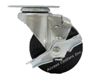 5P20SSB 5" Swivel Plate Caster with Brake, Soft Rubber Wheel, 175 lbs capacity - Picture 1 of 1