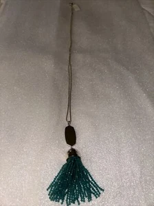 NWT Kendra Scott Monroe Gold 329 Long Green Tassel Necklace $100 - Picture 1 of 14