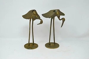 Lot of 2 Vintage Pair Solid Brass Birds Cranes Egret Heron Figurine Decoration - Picture 1 of 3