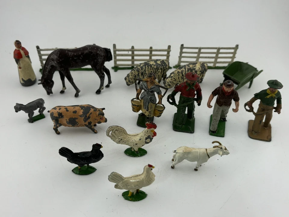 LOTE DE COLECCIÓN DE 18 - Figuras de Gran Bretaña LTD y Lincoln Troncos Lead Barnyard Farm Foto 1 de 4