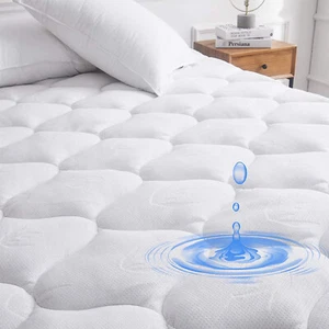 Extra Plus Thick Bamboo Mattress Topper Pillowtop Memory Fiber Filling Pad Deep - Picture 1 of 7