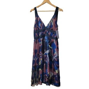 NWT French Connection Women's Dress Cocktail Floral Size 6 Black Satin $188 - Picture 1 of 11