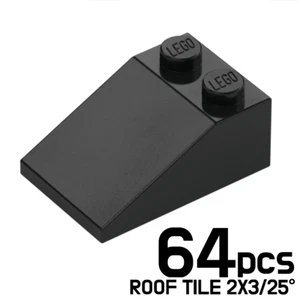LEGO Lote de 64 AZULEJOS DE TECHO 2X3/25° Color Negro 329826 3298 - Imagen 1 de 1
