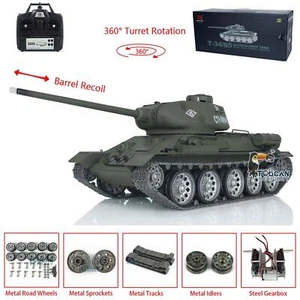 7.0 Henglong 1/16 3909 Soviet T34-85 BB IR RC Tank Metal Wheels Barrel Recoil - Picture 1 of 16