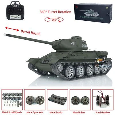 7.0 Henglong 1/16 3909 Soviet T34-85 BB IR RC Tank Metal Wheels Barrel Recoil - Image 1 of 4