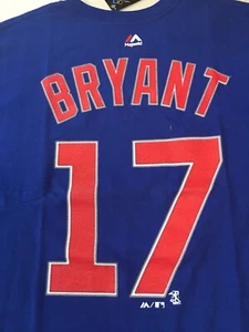 KRIS BRYANT #17 CHICAGO CUBS MAJESTIC BLUE MLB TEE SHIRT FREE SHIPPING - Picture 1 of 7