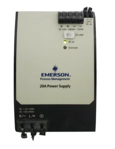Emerson DeltaV Din-Rail Power Supply 24VDC 20 Amp, Model KJ1503X1-BB3 - Picture 1 of 4
