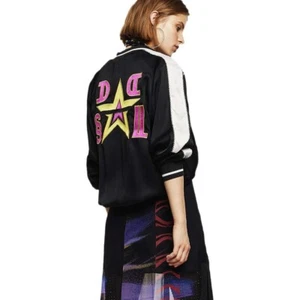 Diesel Womens Embroidered Reversible Satin Bomber Jacket Size M G-IOIO NEW - Picture 1 of 24