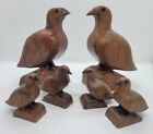 Oiseau en bois sculpté famille de 6 noyer et noyer anglais M.A. Roberts 1977-1982