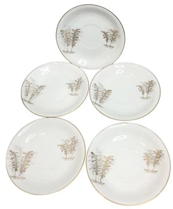Lot/5 Fukagawa Arita Saucers Gold Bamboo Diameter 5 1/2" Japan - Picture 1 of 3