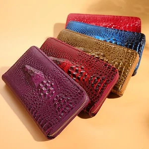 Genial billetera larga con cremallera chequera efectivo gran capacidad tarjetero bolsillo para mujer - Imagen 1 de 14