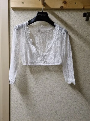 Krüger Collection Dirndl Bluse Cassandra 3/4 Gr 40 L Spitze Weiß  Langarm - Bild 1 von 4