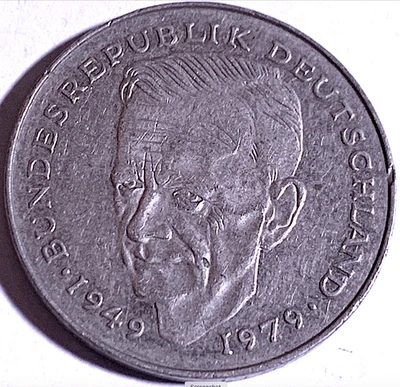 1989 Germany 2 DM J – Dr. Kurt Schumacher – Low Mintage 10.68M (KM#112 - Image 1 of 3