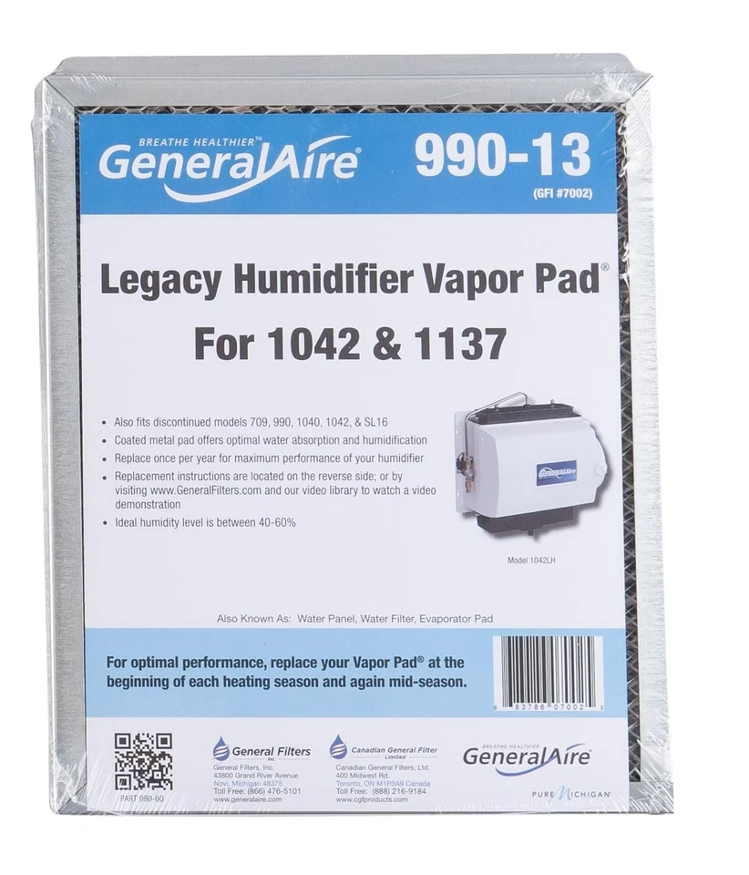 GENERALAIRE 990-13 GFI 7002 HUMIDIFIER VAPOR PAD 1042 1137 709 990 1040 SC16 - Image 1 of 1