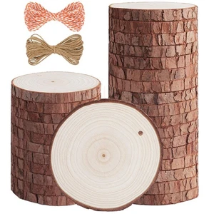 Natural Wood Slices 30 Pcs 3.1-3.5" Unfinished Circles for DIY Crafts - Picture 1 of 6