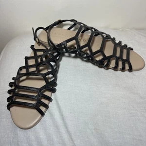 Office Sandals Black Strappy Gladiator Flat Size 5 New - Picture 1 of 16