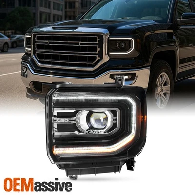 For 2016-2018 GMC Sierra 1500 [FULL LED] Projector Black Headlights w/DRL Driver - Image 1 of 4