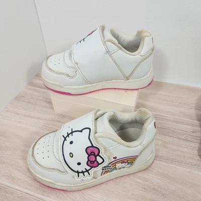 Tenis sin cordones Hello Kitty para niñas pequeñas talla 8 blanco/rosa con arco iris Foto 1 de 4