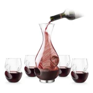 Final Touch 5 Piece Red Wine L'Grand Conundrum Decanter & Glass Set (WDA659) - Picture 1 of 8