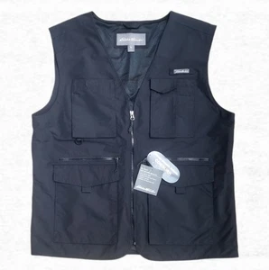 New Eddie Bauer Men Large Travex Atlas Utility Vest Hiking Black Stretch Pockets - Picture 1 of 20