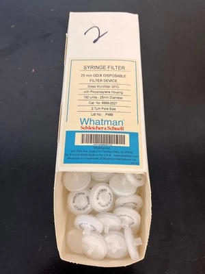 Filtro de jeringa Whatman 6888-2527 GD/X 25 mm, microfibra de vidrio GF/D 2,7 um 100+ Foto 1 de 4