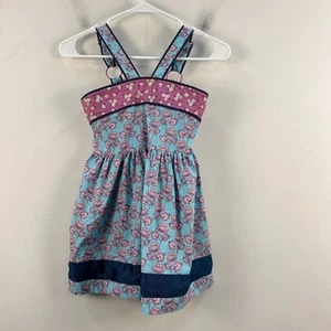 Matilda Jane Girls 14 Dress Tank Woven Smocked Cotton A Line Blue Floral 17832 - Picture 1 of 8
