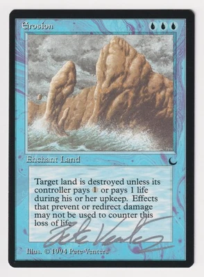 Silver Signed Erosion NM The Dark Artist Pete Venters 1994 MTG Magic Vintage EDH - Image 1 of 2