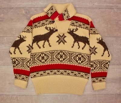 VTG Men's 1990s Polo Ralph Lauren Shawl Collar Reindeer Sweater Sz S 90s - Image 1 of 4