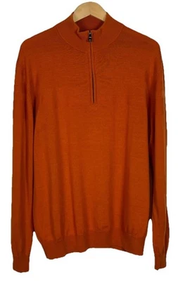 Cutter & Buck Wool Burnt Orange Sweater Mens Lg 1/2 Zip Pullover Merino Blend - Image 1 of 4