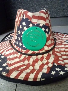Vintage Patriotic Cowboy Hat With Adult Theme Pin And Strings - Picture 1 of 3