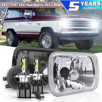 Par de faros LED alto/bajo haz sellado para Ford Bronco II 1984-1988 DOT 5x7" 7x6 Foto 1 de 4