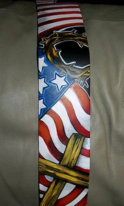 TATUAJE Cuero Correa para Guitarra Patriótica Americana BANDERA Cristiana ROCK Jesús Cruz - Imagen 1 de 3