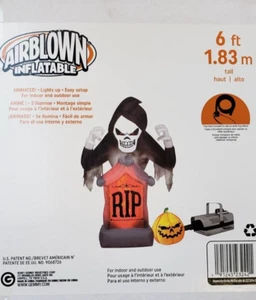 6 ft. Pre-Lit Inflatable Animated Projection Fog Effect-Fire Ice-Shaking Reaper - Picture 1 of 2
