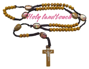 Rosary Icons Olive Wood Handmade Beads Catholic Pray Holy Land Jerusalem Blessed - Picture 1 of 6