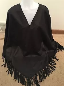 Poncho Suéter Mujer Revue Collection 100 % Gamuza Flecos Capa Poncho Talla Única 6 $1395 - Imagen 1 de 7