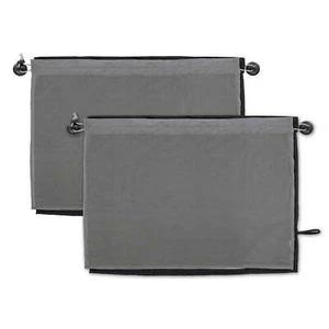 Universal Side Window Suction Cups Grey Curtain Sun Shade 2 Counts 26" x 19.68" - Picture 1 of 8