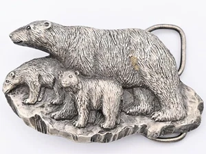 Polar Bears Iceberg Vintage Belt Buckle - Picture 1 of 4
