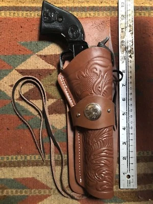 Fits Heritage Rough Rider 22LR 6 1/2" Western Drop Holster Floral Brown USA Made - Image 1 of 4