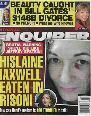 National Enquirer Magazine Ghislaine Maxwell Bill Gates Will Smith Tom Cruise . - Image 1 of 4