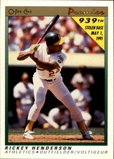 1991 O-Pee-Chee Premier Oakland Athletics Baseball Card #62 Rickey Henderson
