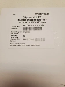 Sartorius Stedim 642-XS-D Clipster Size XS Aseptic Disconnector 642XSD Box of 10 - Picture 1 of 5