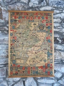 RARE Scotland Hanging School Map Vintage Mid Century Scottish Clan Chief Large - Picture 1 of 10