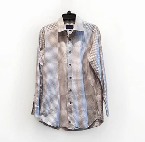 David Donahue Dress Shirt Gray White Check 16 32/33 Trim Fit Mens $155 Men’s - Picture 1 of 11